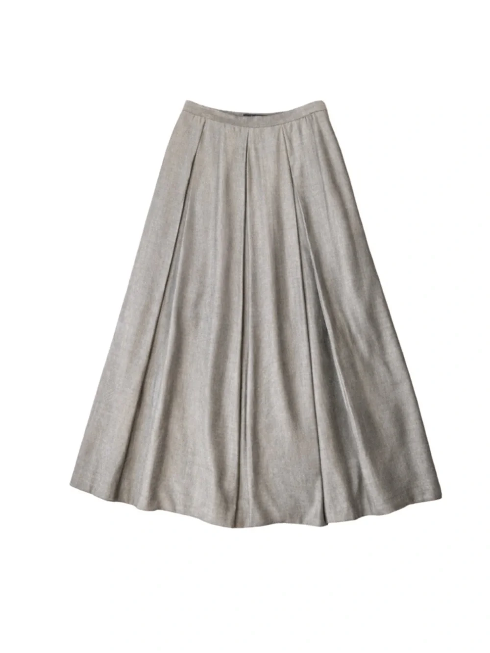 baba‎ Gray Textured Pleated Midi Skirt A-Line Workwear Lined US 12